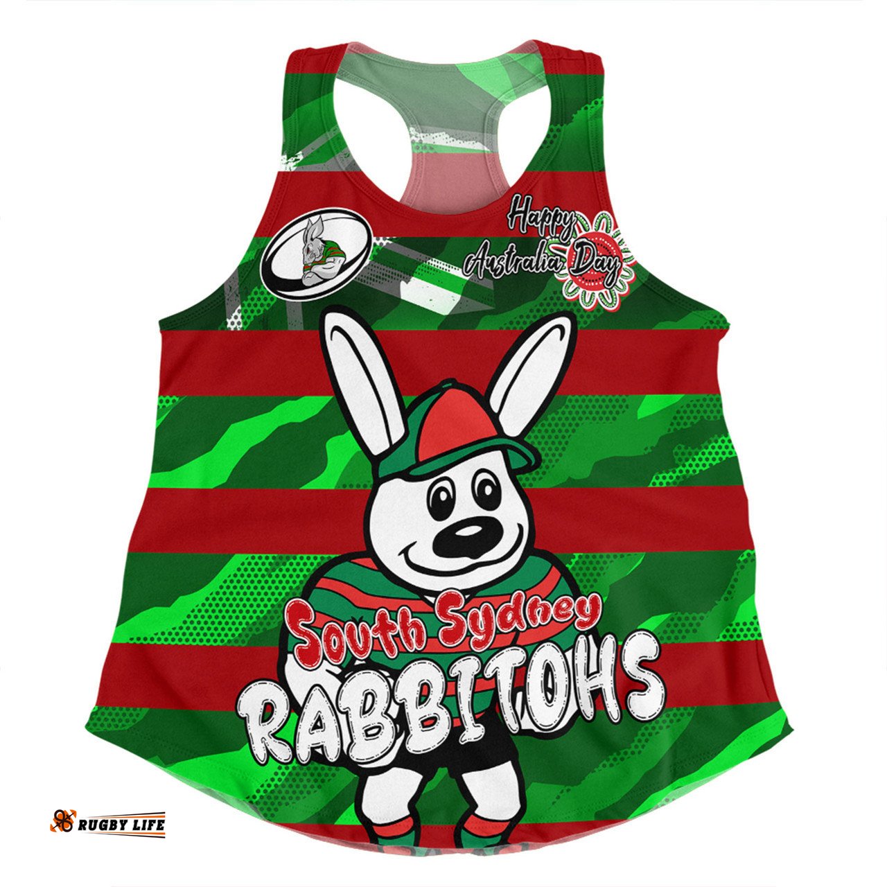 Amazing Aussie South Sydney Rabbitohs Happy Australia Day We Are One And Free V2 Women Tank Top