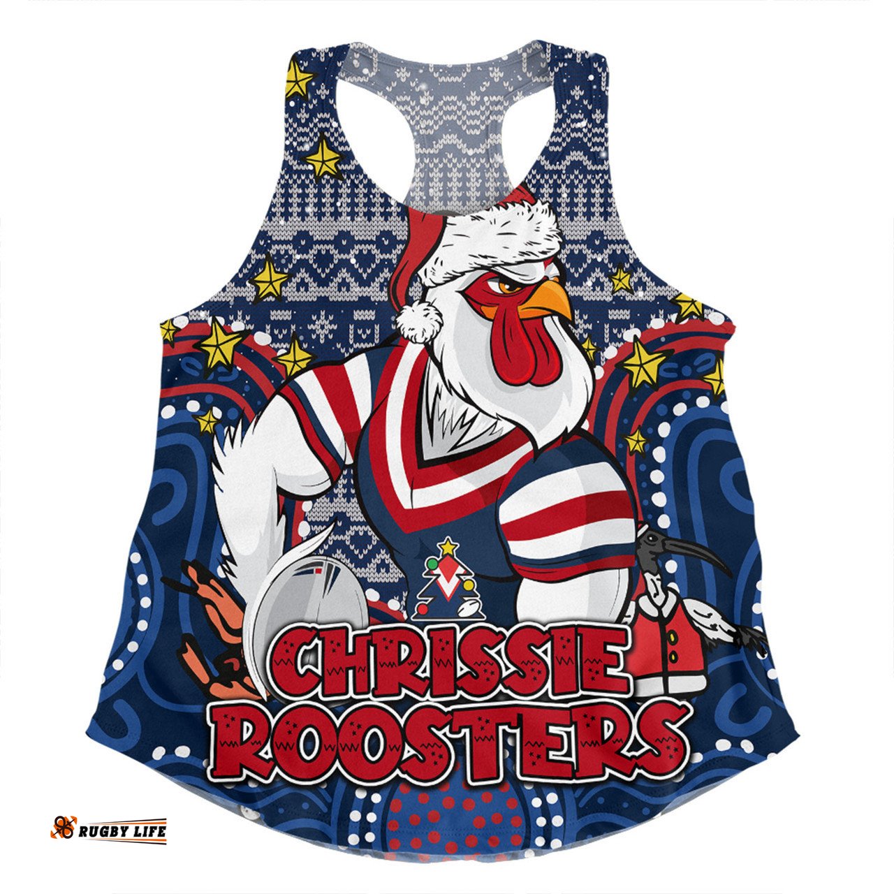 Amazing Aussie Sydney Roosters Christmas Custom Christmas Knit Patterns Vintage Jersey Ugly Women Tank Top