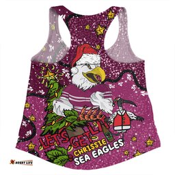 Amazing Aussie Manly Warringah Sea Eagles Christmas Custom Let's Get Lit Chrisse Pressie Women Tank Top