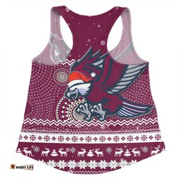 Amazing Aussie Manly Warringah Sea Eagles Christmas Custom Ugly Xmas And Aboriginal Patterns For Die Hard Fan Women Tank Top