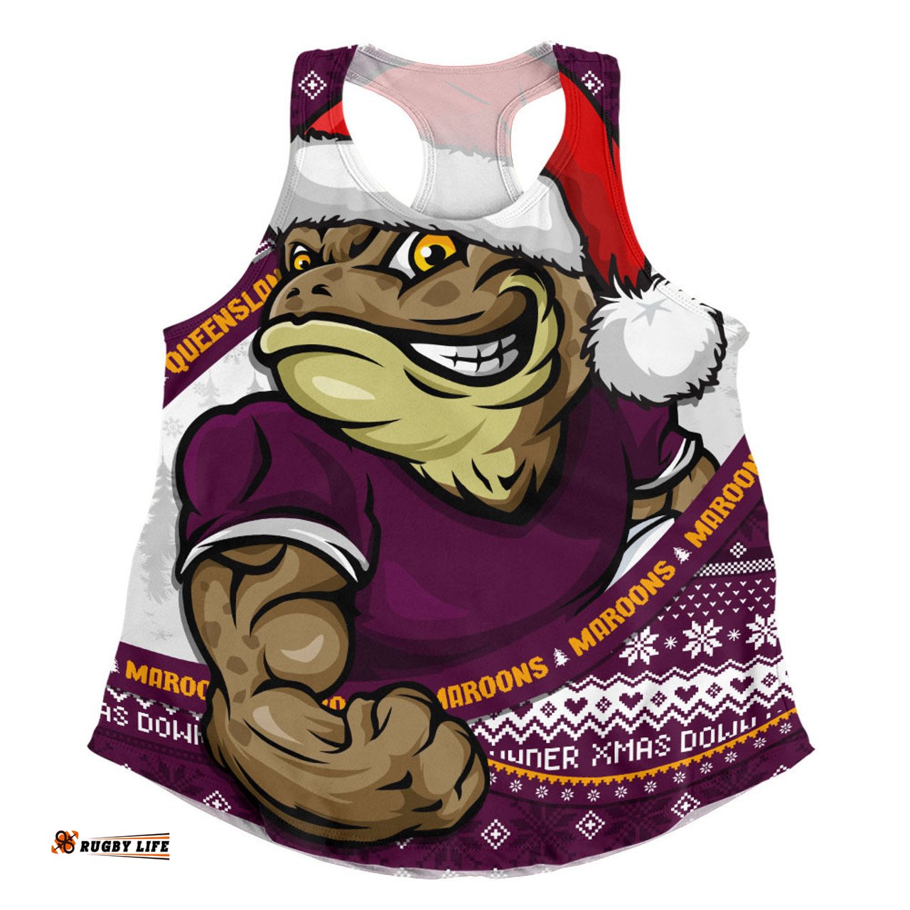 Amazing Aussie Queensland Maroons Ugly Knit Style For Christmas Game Fans Women Tank Top