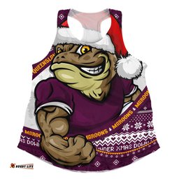 Amazing Aussie Queensland Maroons Ugly Knit Style For Christmas Game Fans Women Tank Top