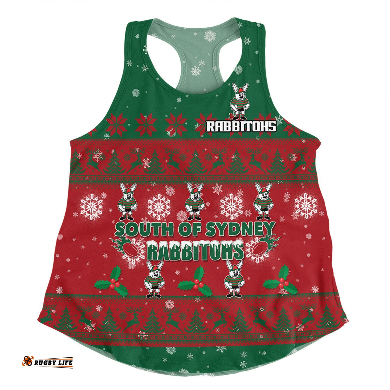 Amazing Aussie South Sydney Rabbitohs Custom Special Ugly Christmas Women Tank Top