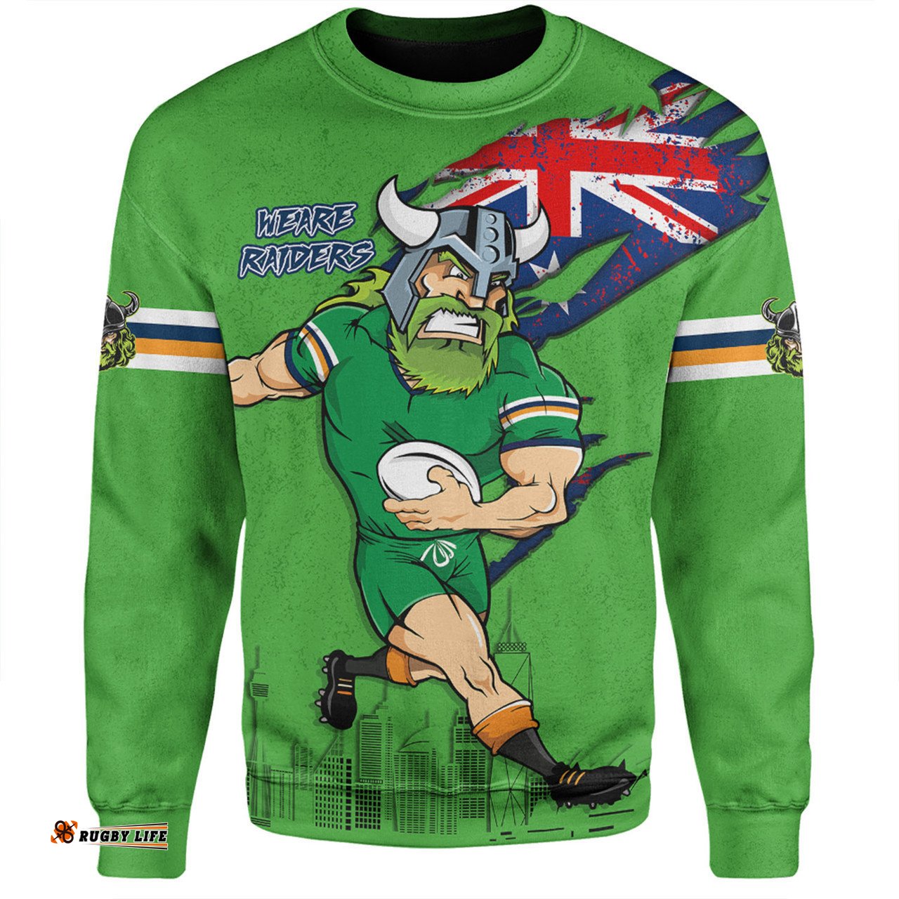 Canberra Raiders Sweatshirt Custom For Die Hard Fan Australia Flag Scratch Style