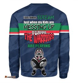 New Zealand Warriors Father's Day Sweatshirt - Screaming Dad and Crazy Fan