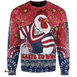 Sydney Roosters Custom Sweatshirt - Custom With Aboriginal Inspired Style Of Dot Painting Patterns  Sweatshirt