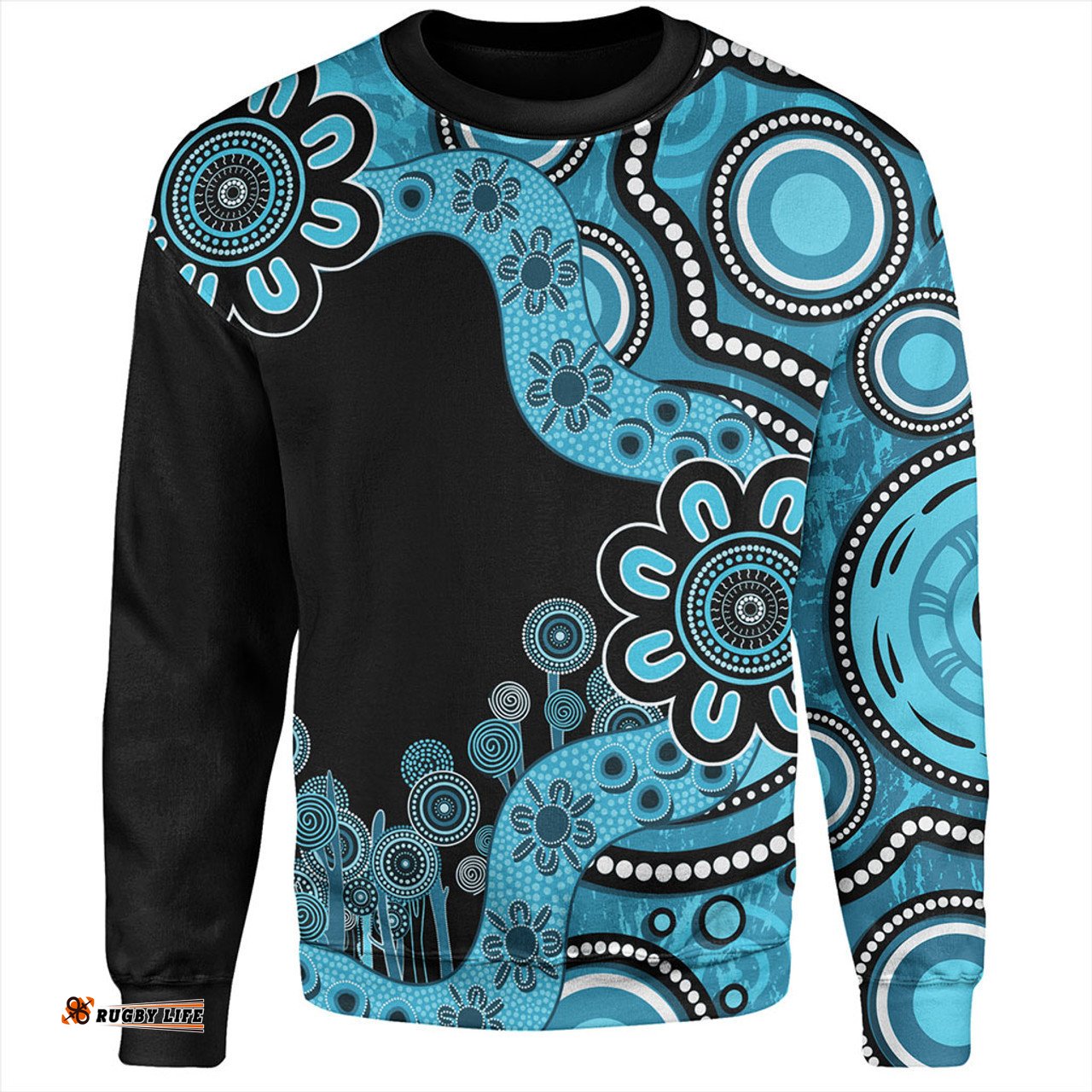 Australia Sweatshirt Aboriginal Indigenous Dot Painting Blue