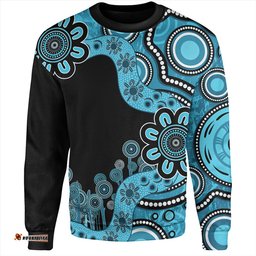 Australia Sweatshirt Aboriginal Indigenous Dot Painting Blue