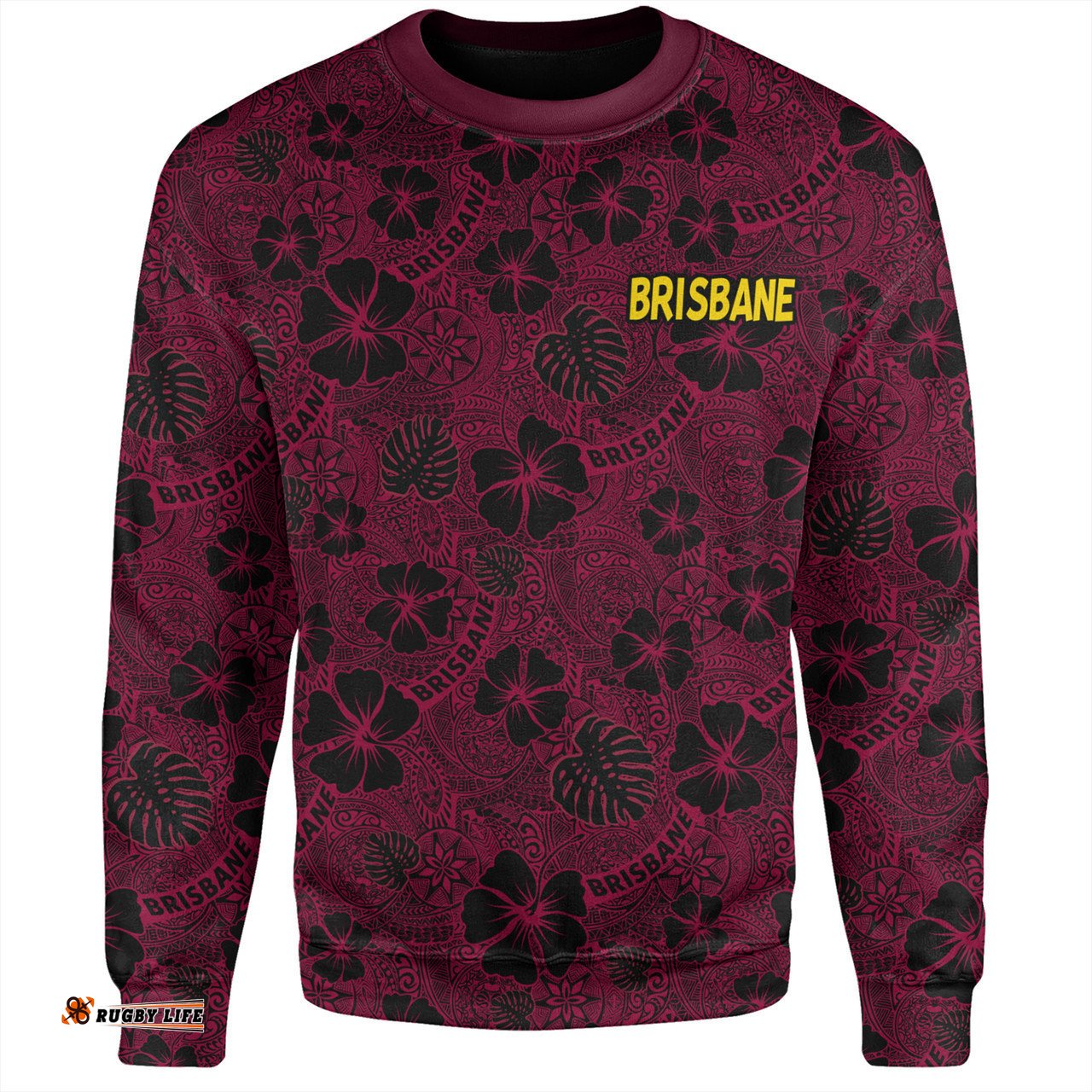 Brisbane Broncos Sweatshirt - Scream With Tropical Patterns