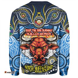 North Queensland Cowboys Sweatshirt Celebrating Naidoc Week 2024 Aboriginal Dot Art Inspired