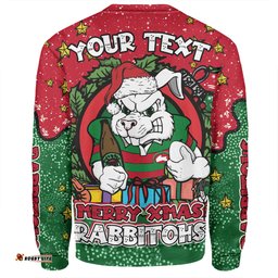 South Sydney Rabbitohs Custom Sweatshirt - Merry Christmas Our Beloved Team With Aboriginal Dot Art Pattern Sweatshirt