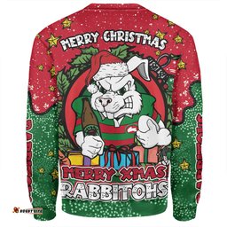 South Sydney Rabbitohs Custom Sweatshirt - Merry Christmas Our Beloved Team With Aboriginal Dot Art Pattern Sweatshirt