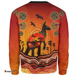 Australia Sweatshirt Aboriginal Indigenous Kangaroo With Dot Painting Pattern