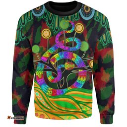 Australia Sweatshirt - Australia Rainbow Snake And Tree Aboriginal Style
