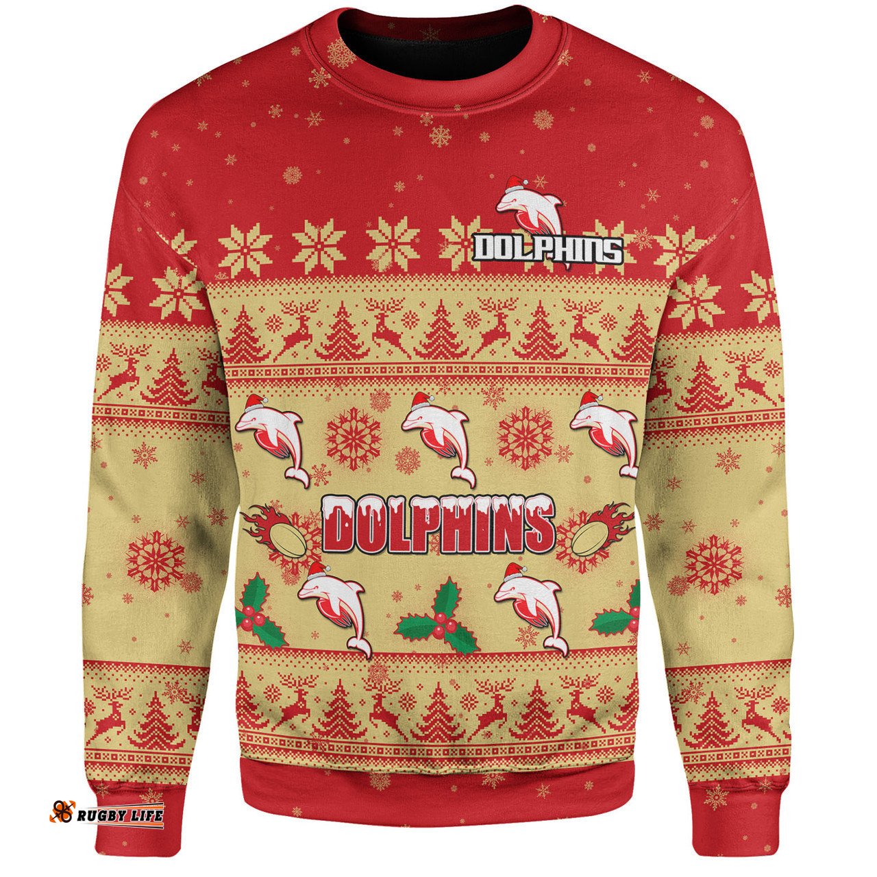 Redcliffe Dolphins Christmas Custom Sweatshirt - Special Ugly Christmas Sweatshirt