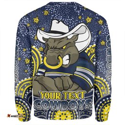 North Queensland Cowboys Custom Sweatshirt - Custom With Aboriginal Inspired Style Of Dot Painting Patterns  Sweatshirt
