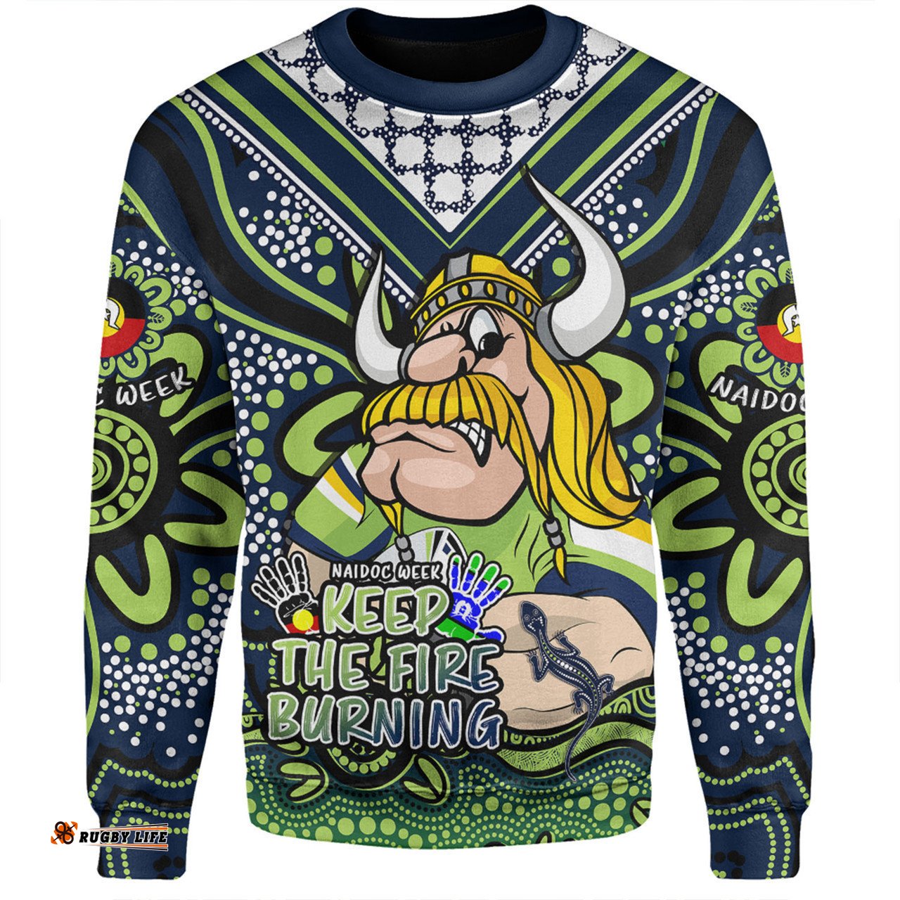 Canberra Raiders Sweatshirt Aboriginal Inspired Naidoc Week Custom For Die Hard Fan Supporters