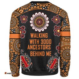Australia Aboriginal Sweatshirt - Walking with 3000 Ancestors Behind Me Black and Orange Patterns Sweatshirt