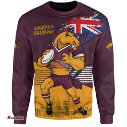 Brisbane Broncos Sweatshirt Custom For Die Hard Fan Australia Flag Scratch Style