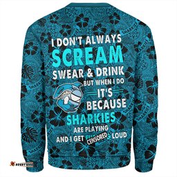 Cronulla-Sutherland Sharks Sweatshirt - Scream With Tropical Patterns