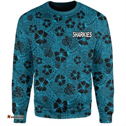 Cronulla-Sutherland Sharks Sweatshirt - Scream With Tropical Patterns