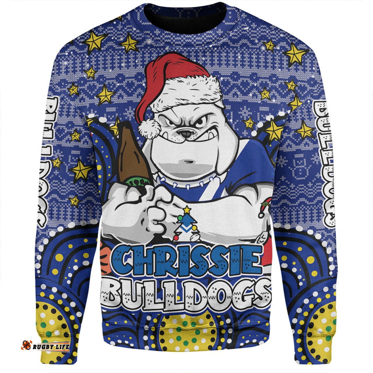Canterbury-Bankstown Bulldogs Christmas Custom Sweatshirt - Christmas Knit Patterns Vintage Jersey Ugly Sweatshirt