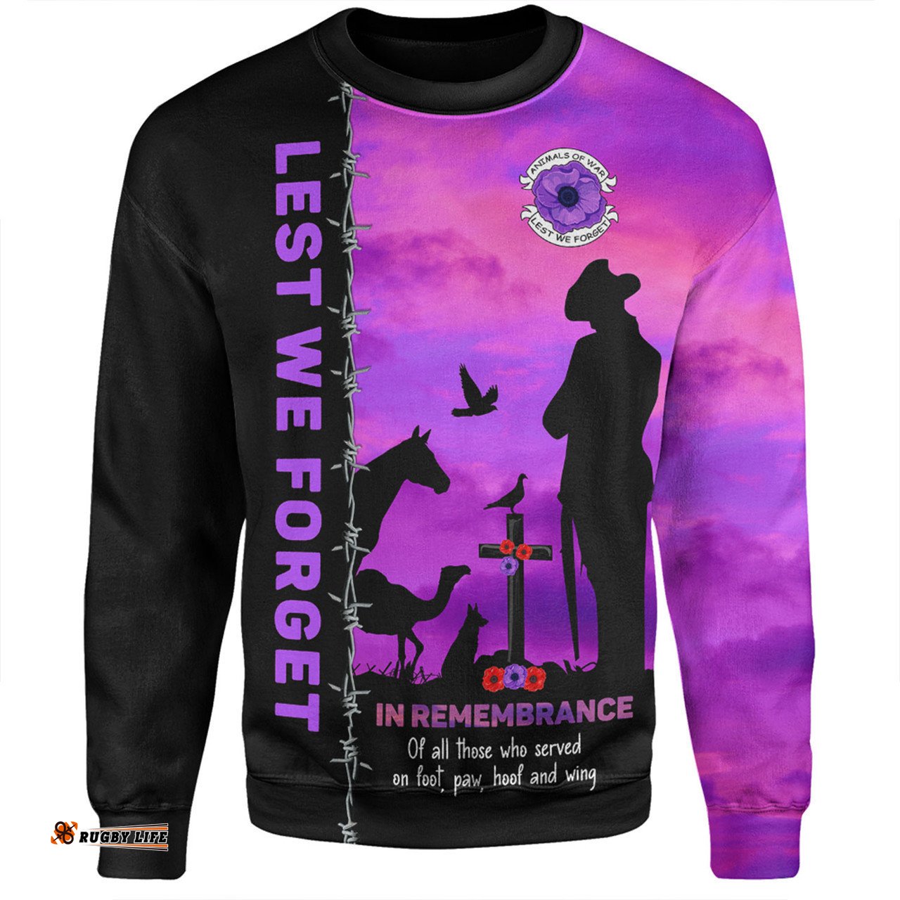 Australia Sweatshirt Anzac Day Lest We Forget The Animals Of War
