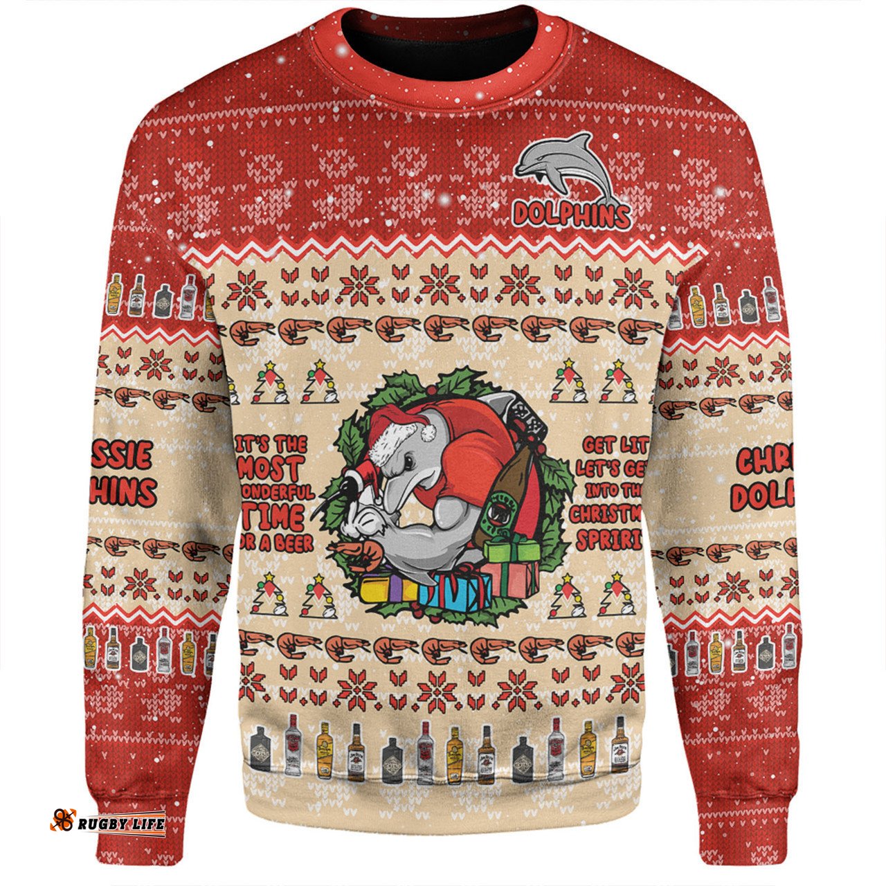 Redcliffe Dolphins Christmas Custom Sweatshirt - Chrissie Spirit Sweatshirt
