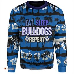Canterbury-Bankstown Bulldogs Sweatshirt - Eat Sleep Repeat With Tropical Patterns