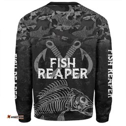 Australia Fishing Custom Sweatshirt - Fish Reaper Fish Skeleton Grey Sweatshirt