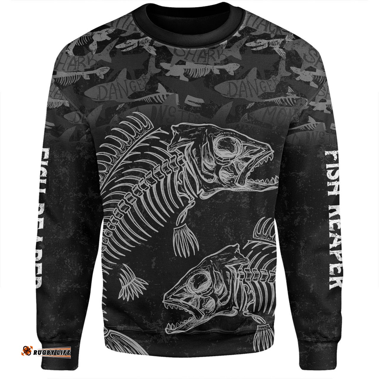 Australia Fishing Custom Sweatshirt - Fish Reaper Fish Skeleton Grey Sweatshirt