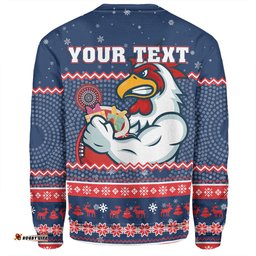 Sydney Roosters Christmas Custom Sweatshirt - Ugly Xmas And Aboriginal Patterns For Die Hard Fan Sweatshirt