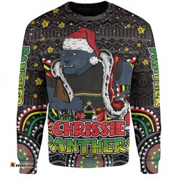 Penrith Panthers Christmas Custom Sweatshirt - Christmas Knit Patterns Vintage Jersey Ugly Sweatshirt
