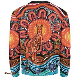 Australia Sweatshirt Aboriginal Inspired Kangaroo Dreaming Dot Painting Pattern