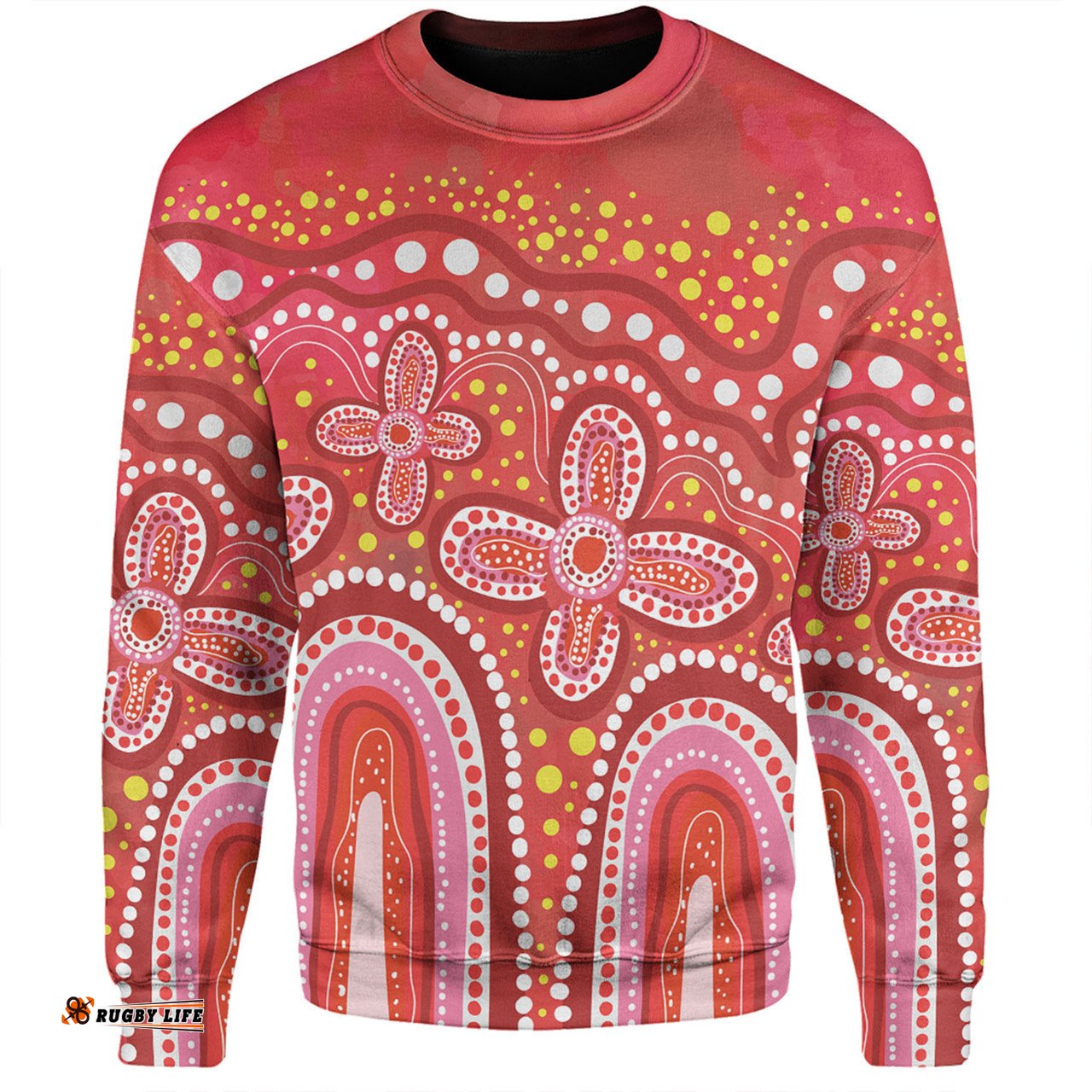 Australia Aboriginal Sweatshirt - Dot painting illustration in Aboriginal style Red Sweatshirt