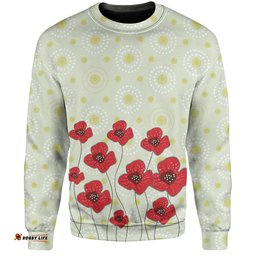 Australia Aboriginal Sweatshirt - Poppy Flowers Background In Aboriginal Dot Art Style Sweatshirt