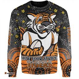 Wests Tigers Custom Sweatshirt - Custom With Aboriginal Inspired Style Of Dot Painting Patterns  Sweatshirt