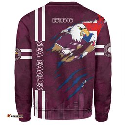 Manly Warringah Sea Eagles Sweatshirt - Happy Australia Day Flag Scratch Style