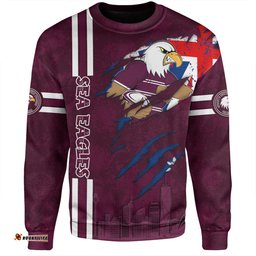Manly Warringah Sea Eagles Sweatshirt - Happy Australia Day Flag Scratch Style