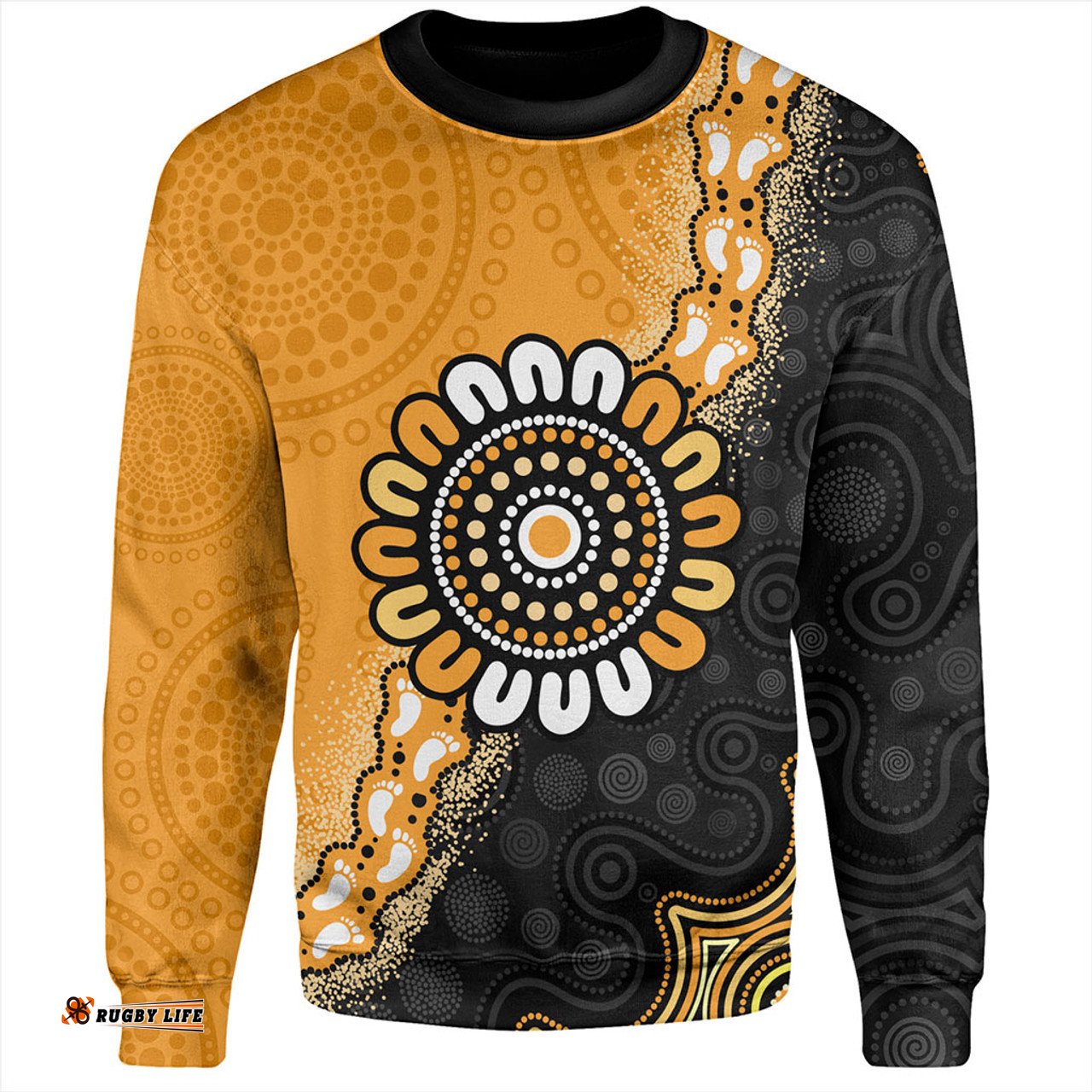 Australia Sweatshirt Aboriginal Indigenous Dot Painting Half People Setting Symbols