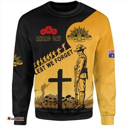 Australia Sweatshirt Custom Anzac Day Soldiers Lest We Forget Poppy