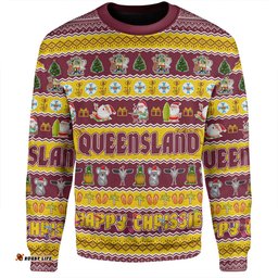 Queensland Christmas Custom Sweatshirt - Happy Chrissie Ugly Style Sweatshirt