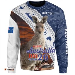 Australia Australia Day Custom Sweatshirt - Kangaroo Happy Australia Day Aboriginal Pattern Sweatshirt