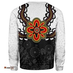Australia Sweatshirt Aboriginal Inspired Symbol Pattern White