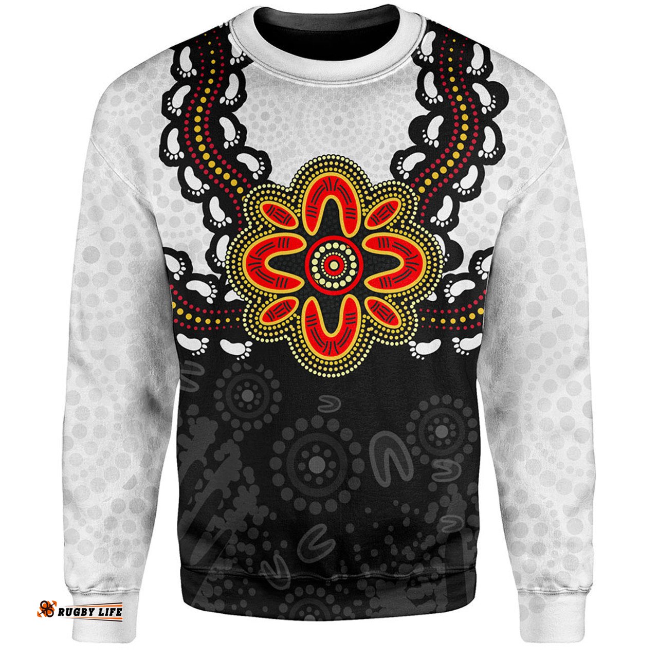 Australia Sweatshirt Aboriginal Inspired Symbol Pattern White