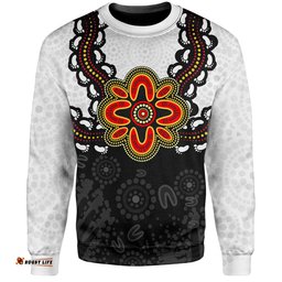 Australia Sweatshirt Aboriginal Inspired Symbol Pattern White