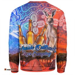 Australia Kangaroo Aboriginal Camping Custom Sweatshirt - Aussie Outback Camping with Beer Sweatshirt