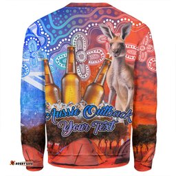 Australia Kangaroo Aboriginal Camping Custom Sweatshirt - Aussie Outback Camping with Beer Sweatshirt