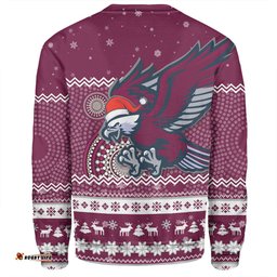 Manly Warringah Sea Eagles Christmas Custom Sweatshirt - Ugly Xmas And Aboriginal Patterns For Die Hard Fan Sweatshirt
