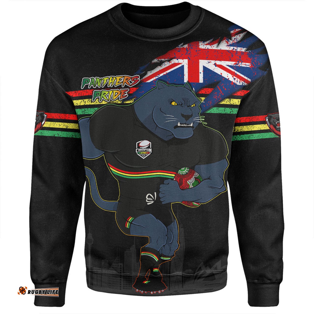 Penrith Panthers Sweatshirt Custom For Die Hard Fan Australia Flag Scratch Style